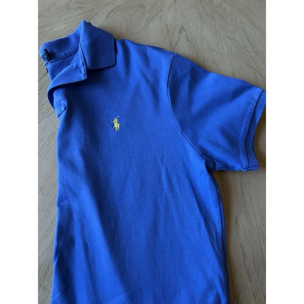 Polo Ralph Lauren Shirt Short Sleeve Blue Men’s Large Custom Fit Preppy Golf Top